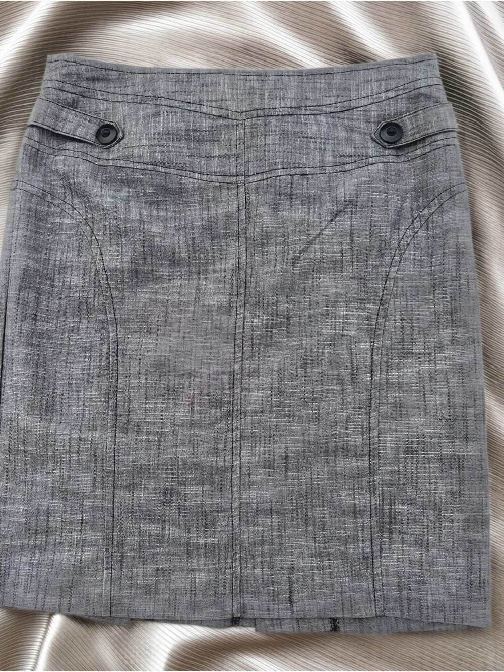 BCX Heathered Gray Pencil Skirt with Button Detail